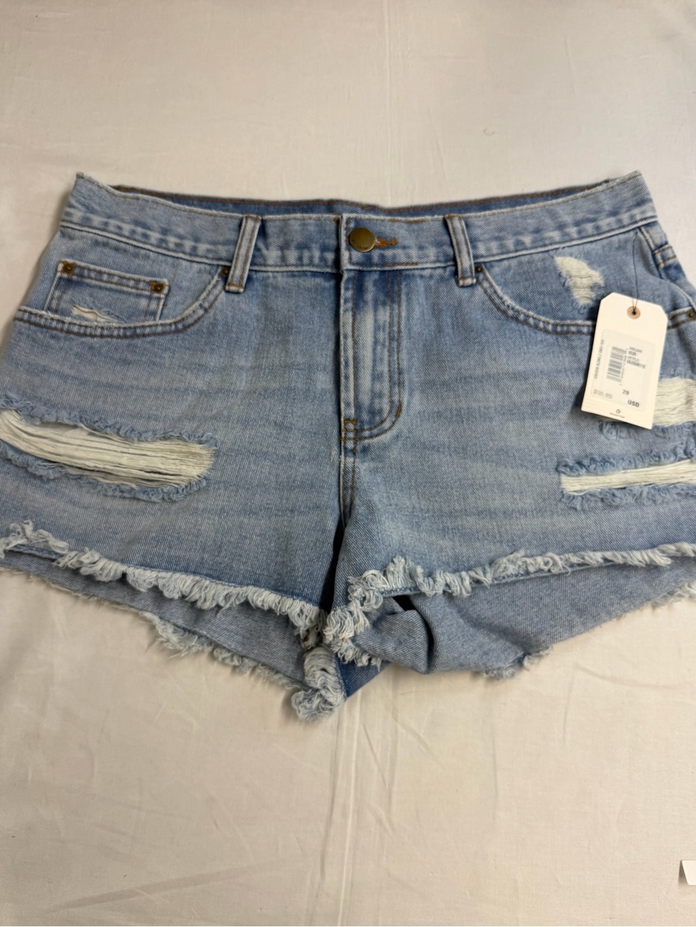 Light Blue Distressed Denim Women's Shorts